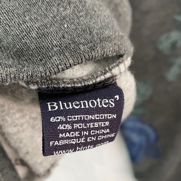 Bluenotes Hoodie Zip Up Gray with Painted Blue Roses - Picture 7 of 11